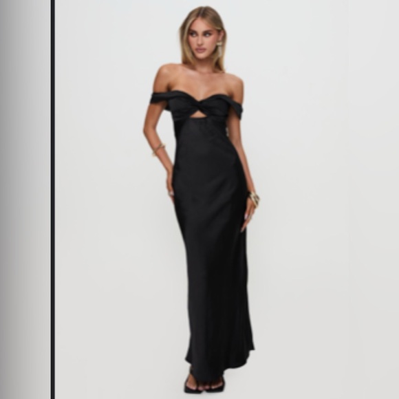 Princess Polly Rava Black Off-Shoulder Dress - Picture 1 of 3